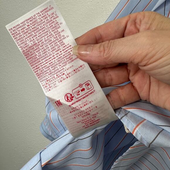 NWT Marni Camicia Organic Striped Cotton Poplin Iris Blue Collared Shirt 42 / 10 - Picture 11 of 16